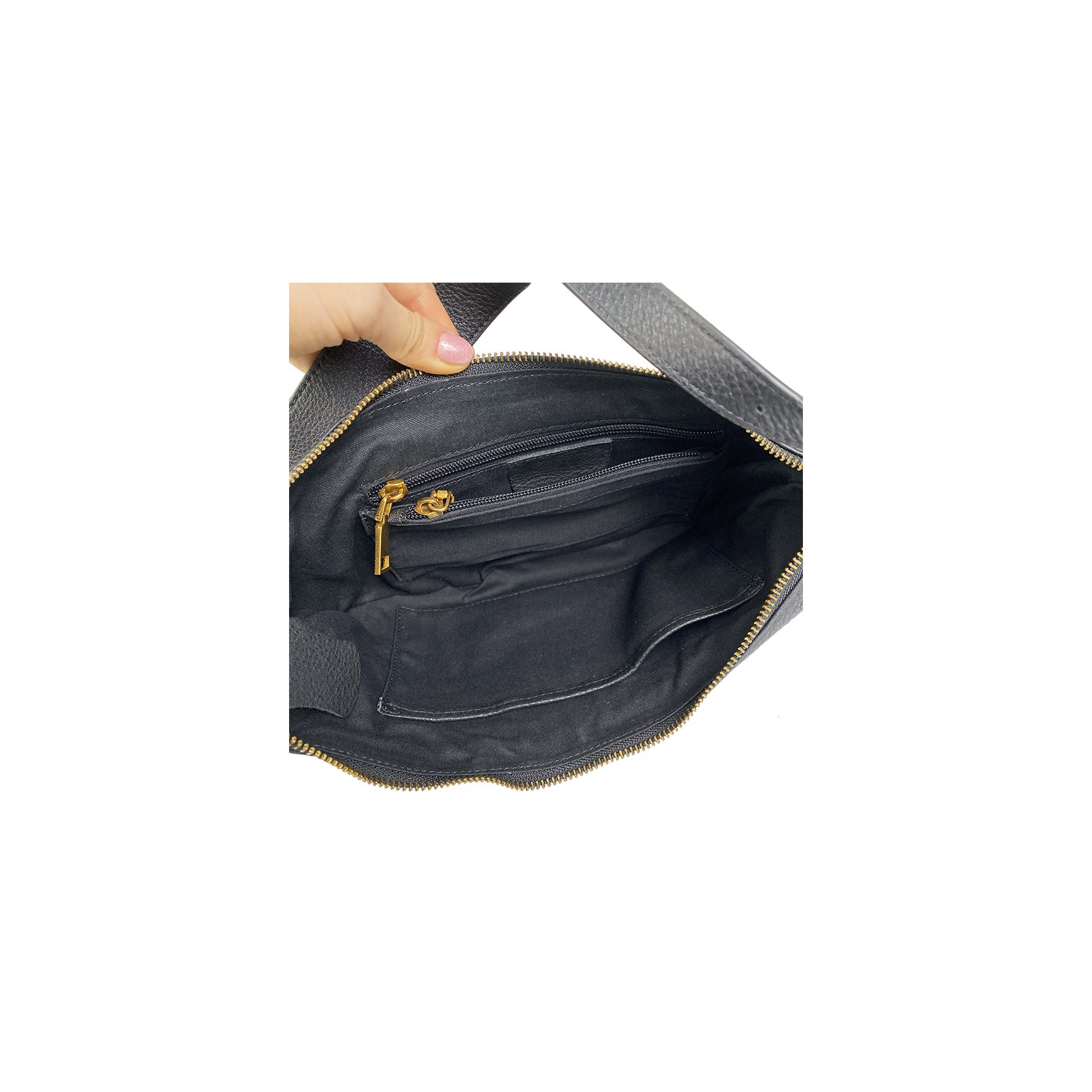 Жіноча шкіряна сумка хобо Jennifer чорна