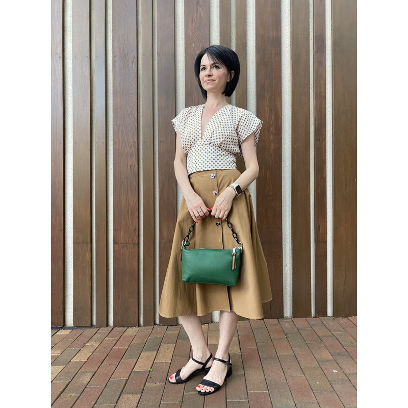 Женская кожаная сумка через плечо Molly зеленая - 2 фото