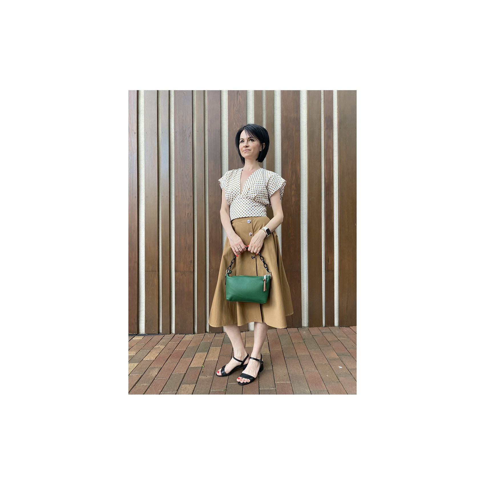 Женская кожаная сумка через плечо Molly зеленая