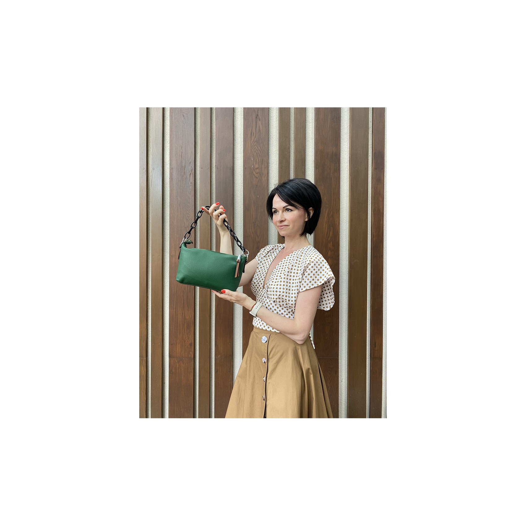 Жіноча шкіряна сумка через плече Molly зелена