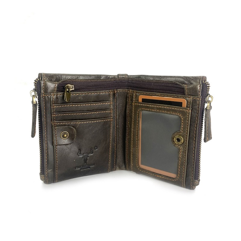 Чоловічий шкіряний гаманець Corrida коричневий - 2 фото