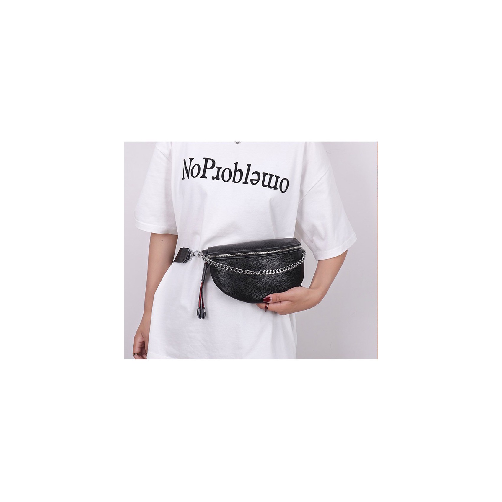 Жіноча шкіряна сумка бананка на плече Maureen чорна