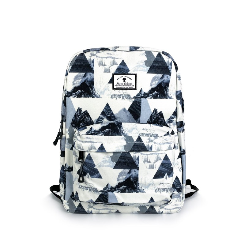 Рюкзак Mountains білий з сіро-синім малюнком фото