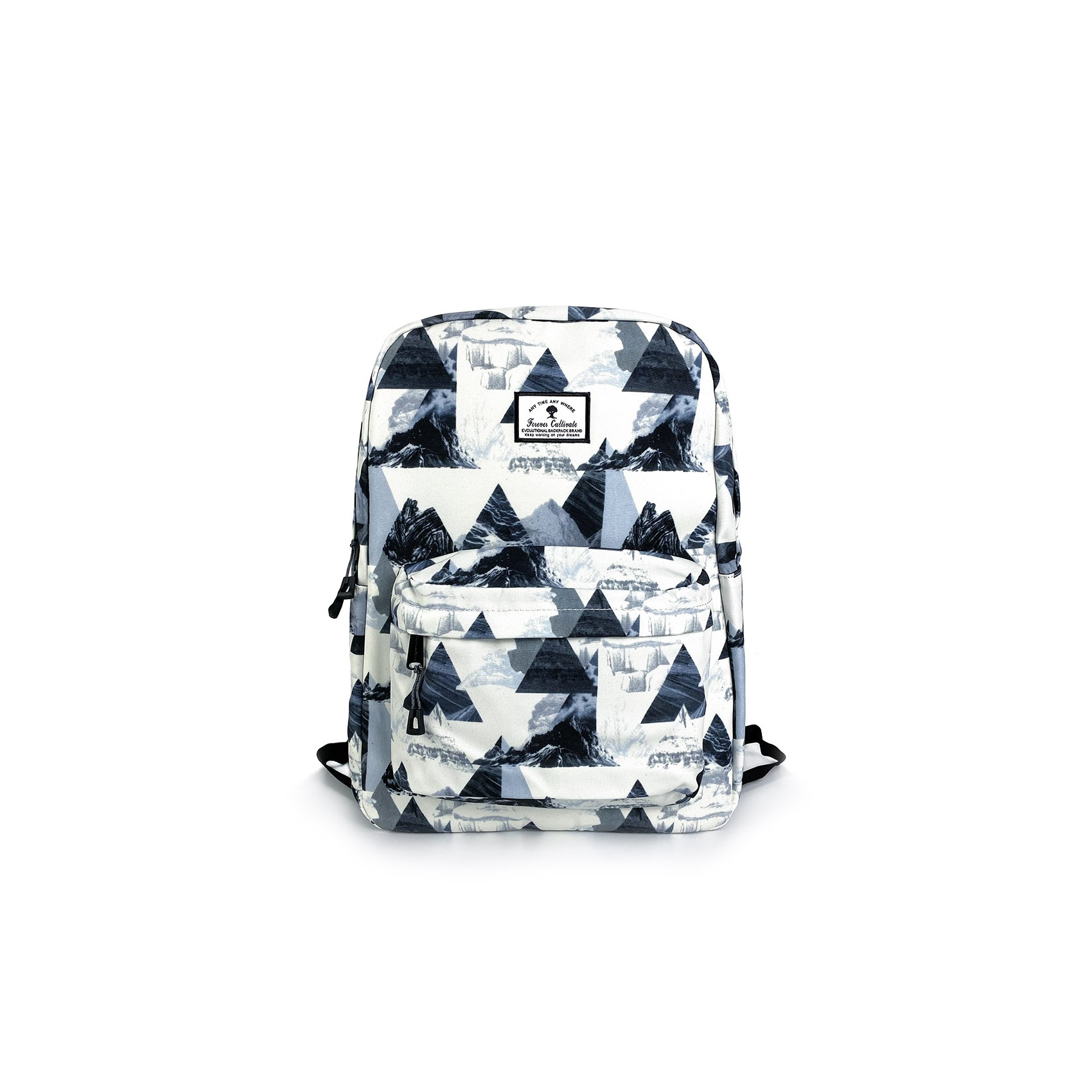 Рюкзак Mountains белый с серо-синим рисунком
