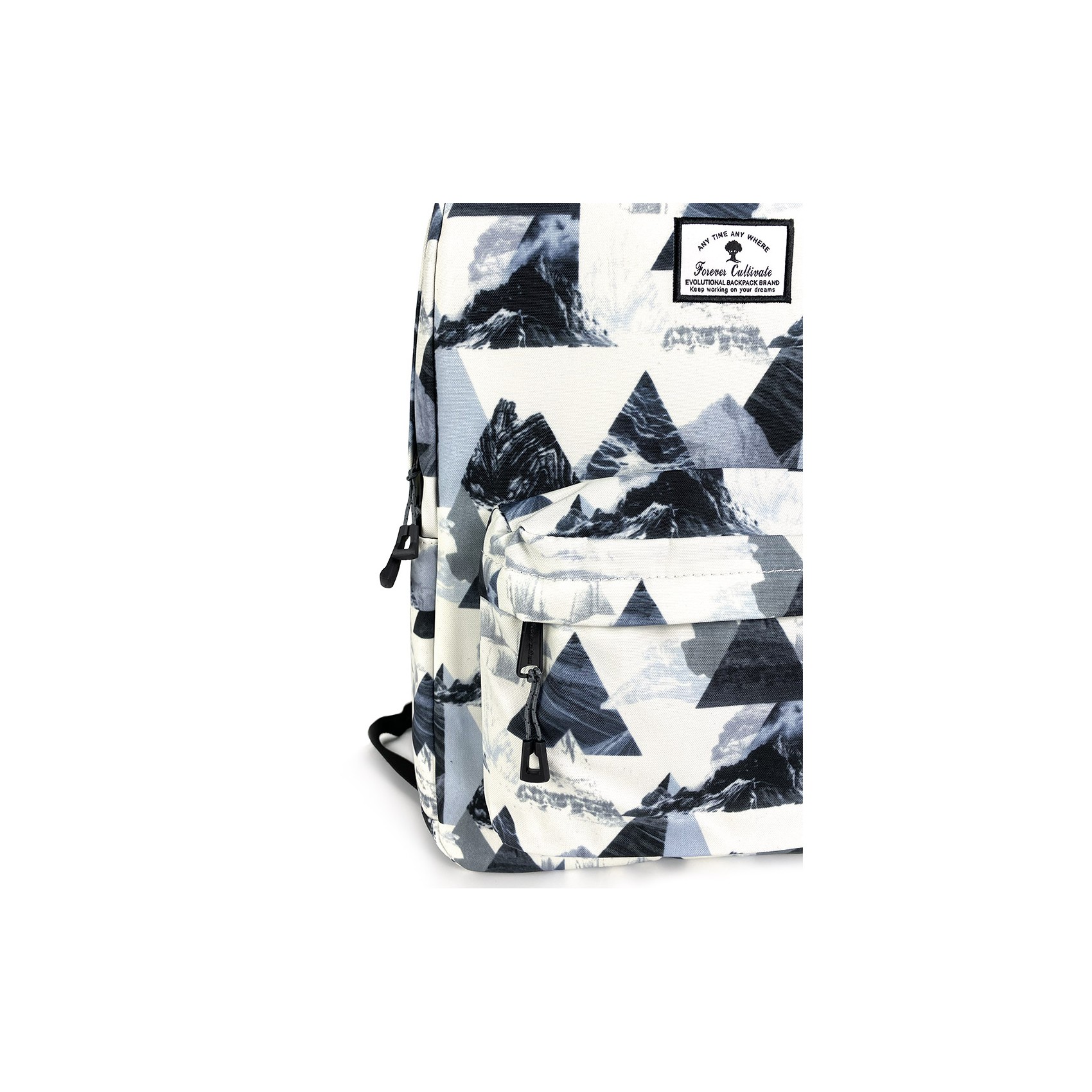 Рюкзак Mountains белый с серо-синим рисунком