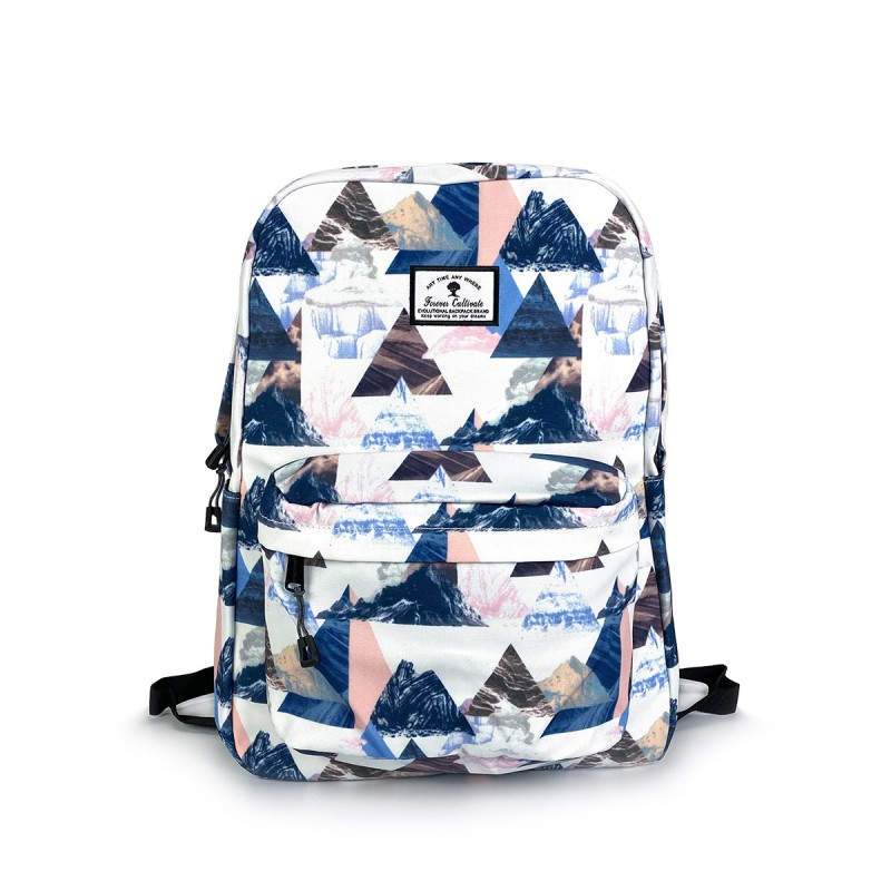 Рюкзак Mountains белый с синим рисунком фото