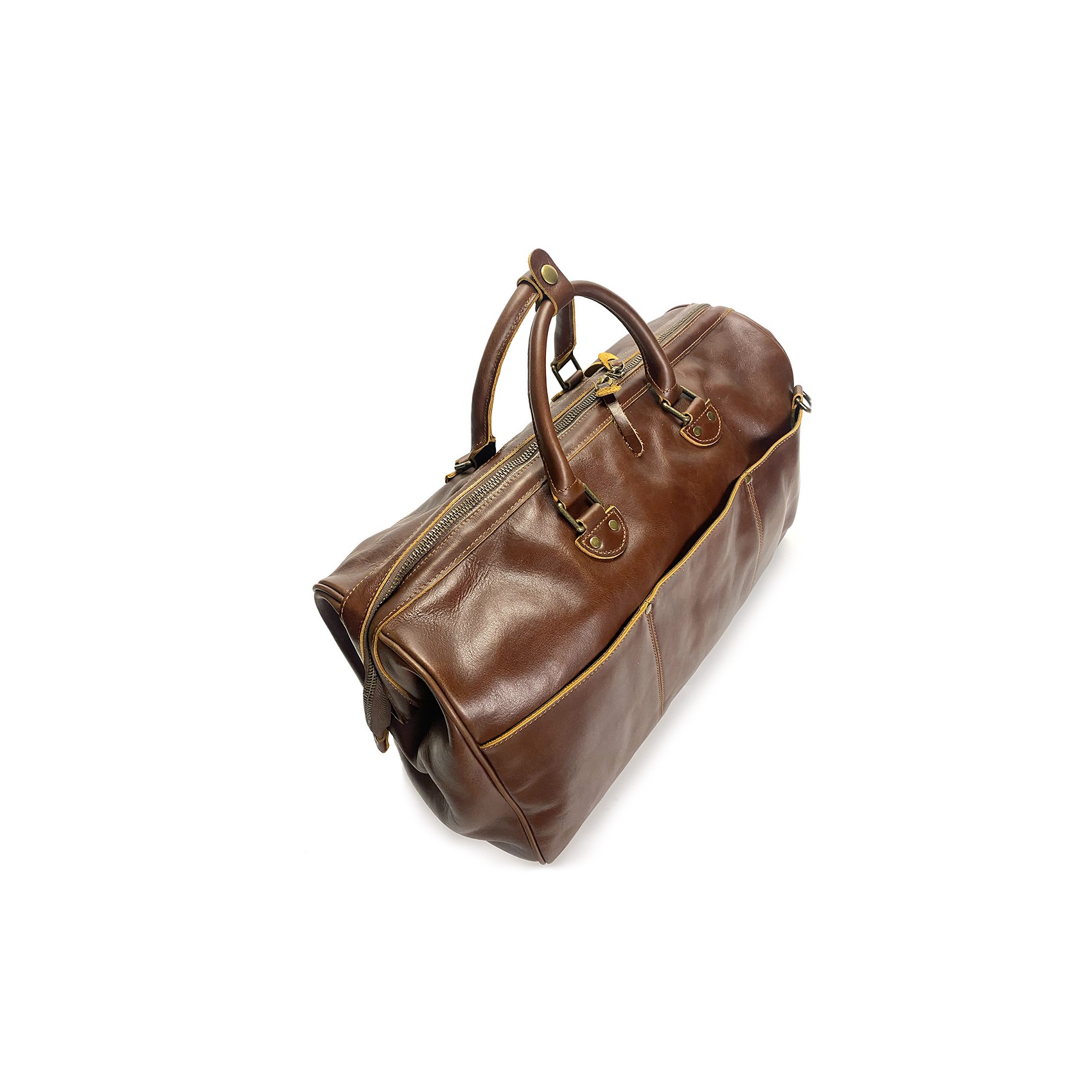 Чоловіча шкіряна дорожня сумка Hubert коричнева