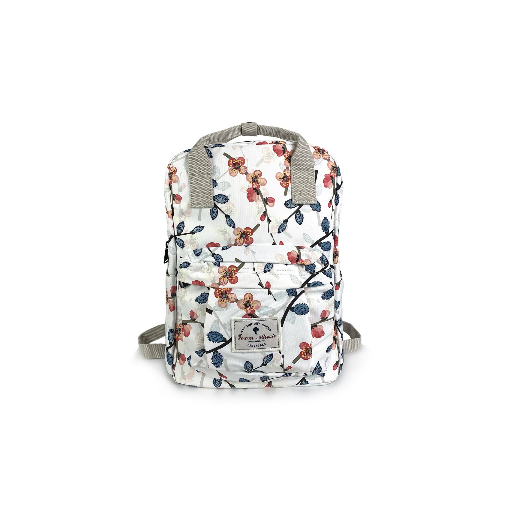 Женский рюкзак Blooming белый с разноцветным рисунком