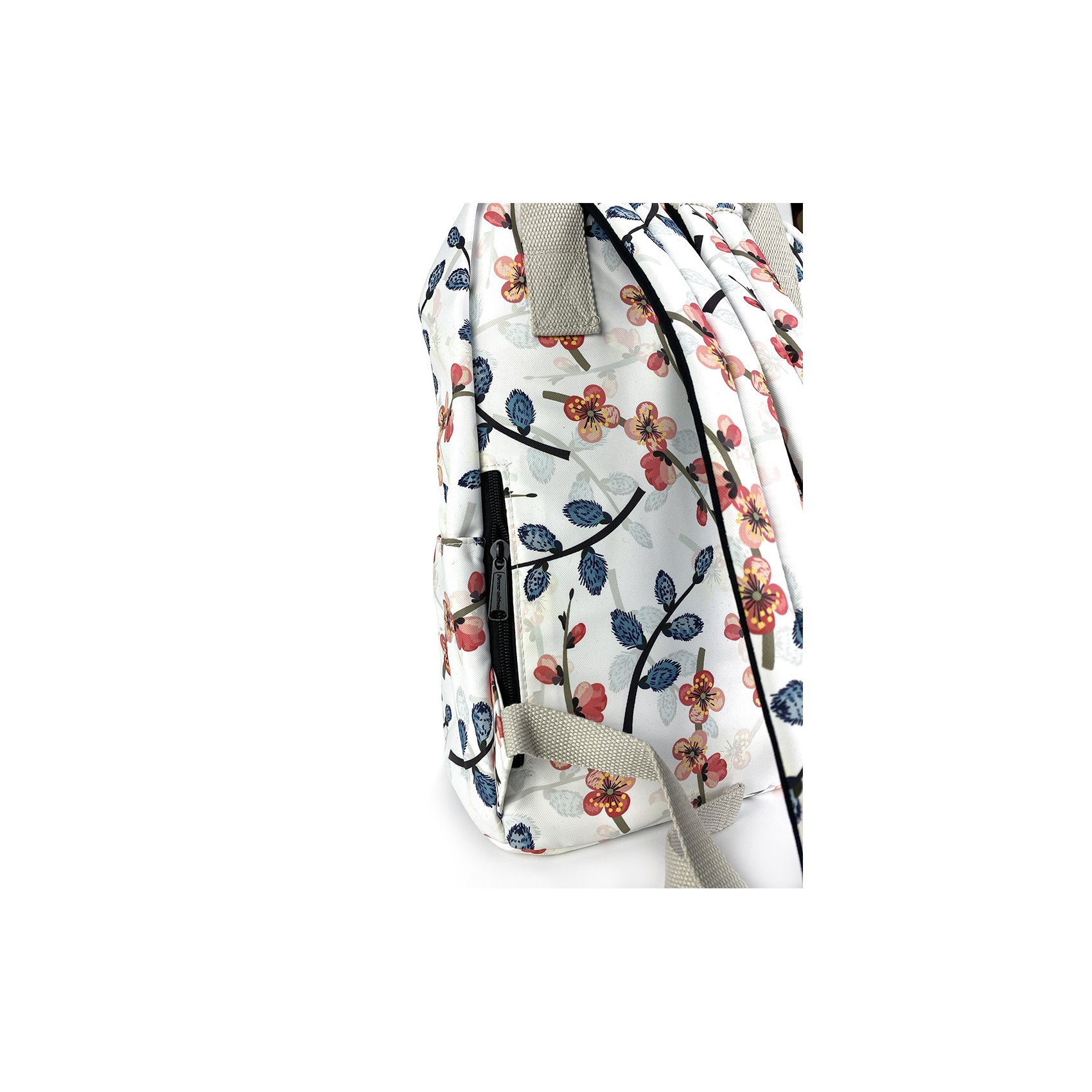 Жіночий рюкзак Blooming білий з різнокольоровим малюнком