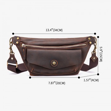 Чоловіча шкіряна сумка бананка на пояс Broughton темно-коричнева фото