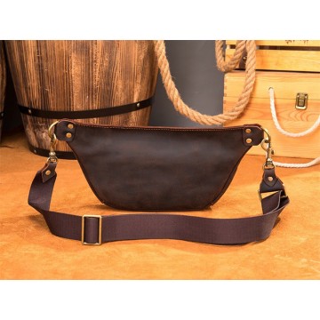 Мужская кожаная сумка бананка на пояс Broughton темно-коричневая фото