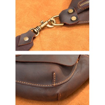 Чоловіча шкіряна сумка бананка на пояс Broughton темно-коричнева фото