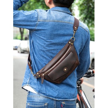 Мужская кожаная сумка бананка на пояс Broughton темно-коричневая фото