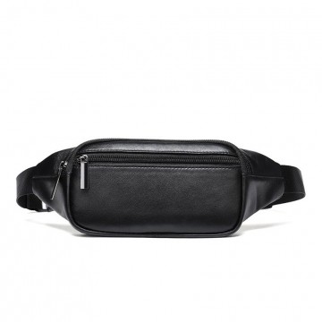 Чоловіча шкіряна сумка бананка на пояс чорна Anderson фото