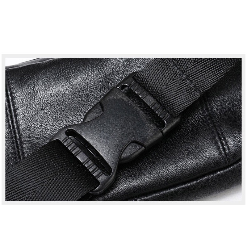 Мужская кожаная сумка бананка на пояс черная Anderson - 8 фото