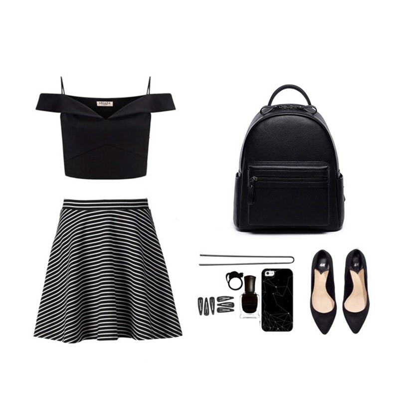 Жіночий шкіряний рюкзак Esther чорний - 15 фото