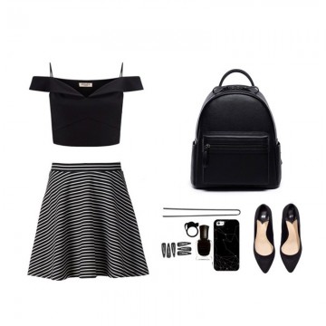 Жіночий шкіряний рюкзак Esther чорний фото