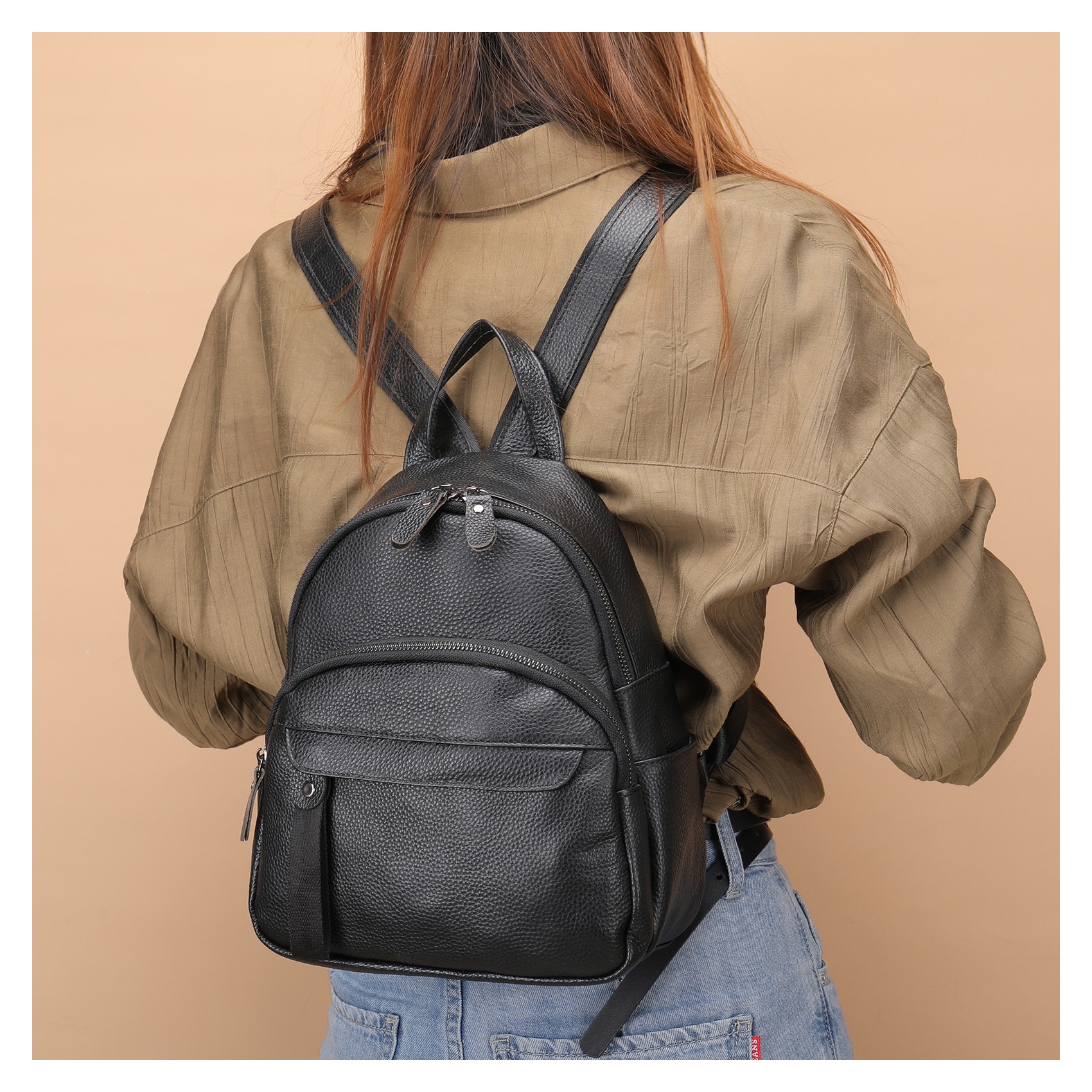 Жіночий рюкзак Christy шкіряний чорний