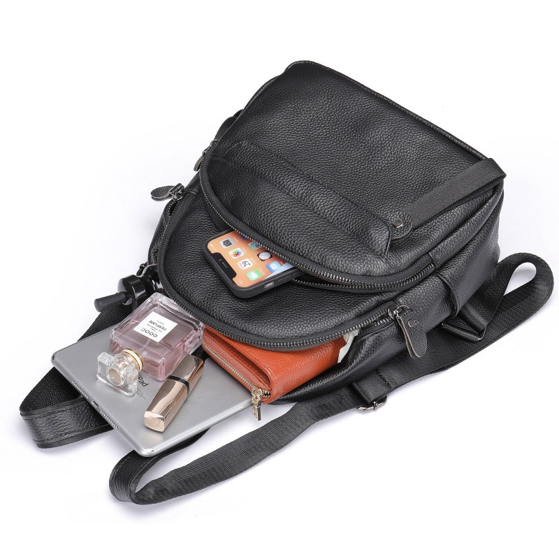 Жіночий рюкзак Christy шкіряний чорний - 3 фото