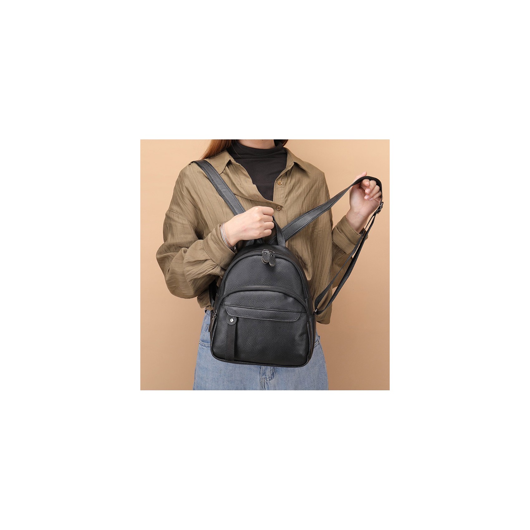 Женский рюкзак Christy кожаный черный