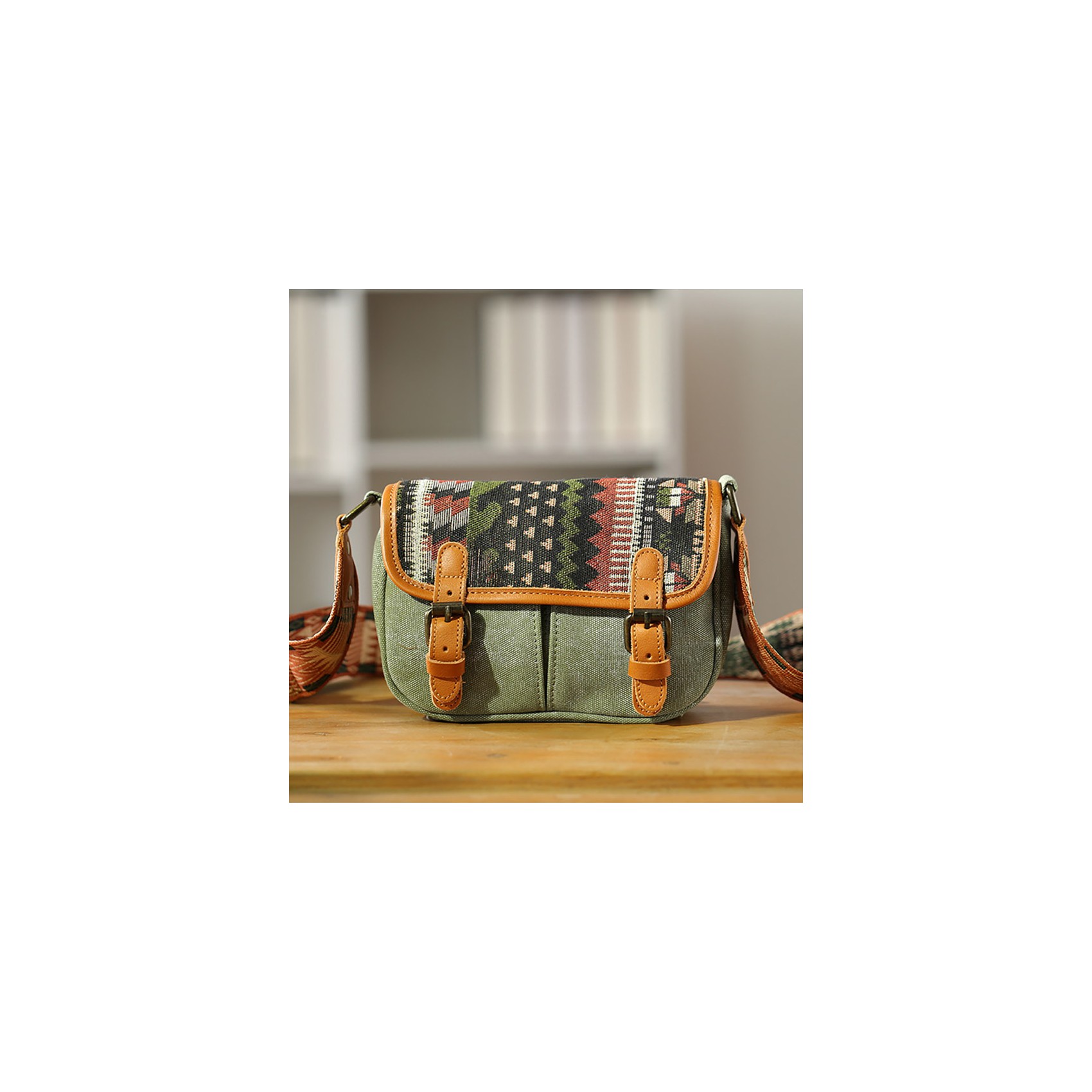 Жіноча сумка через плече Peggy з орнаментом хакі