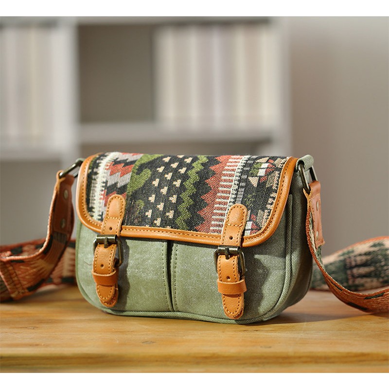 Женская сумка через плечо Peggy с орнаментом хаки - 1 фото