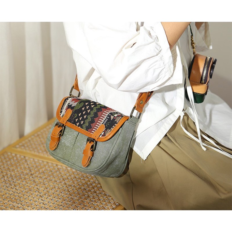 Жіноча сумка через плече Peggy з орнаментом хакі - 2 фото