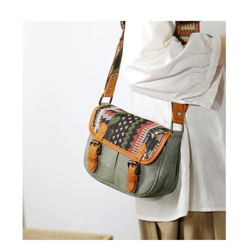 Женская сумка через плечо Peggy с орнаментом хаки - 7 фото