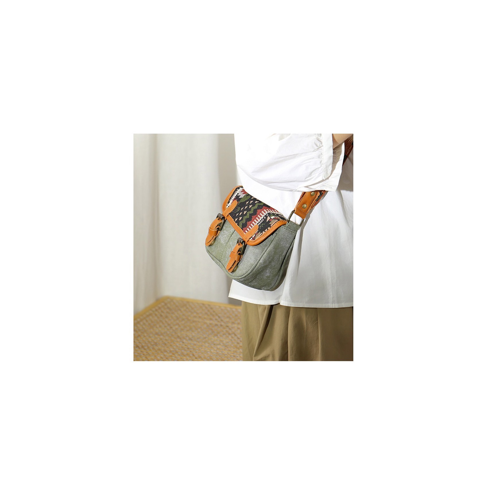 Женская сумка через плечо Peggy с орнаментом хаки