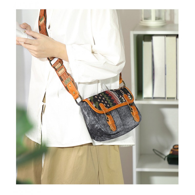 Женская сумка через плечо Peggy с орнаментом графит - 6 фото