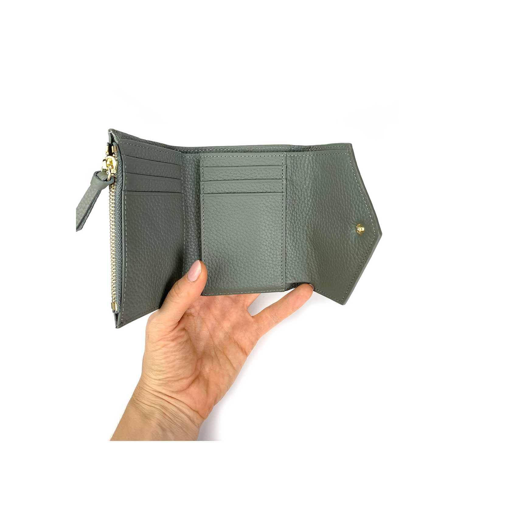 Жіночий шкіряний гаманець Ellie сіро-зелений