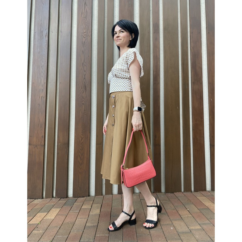 Женская кожаная сумка Ella коралловая - 3 фото