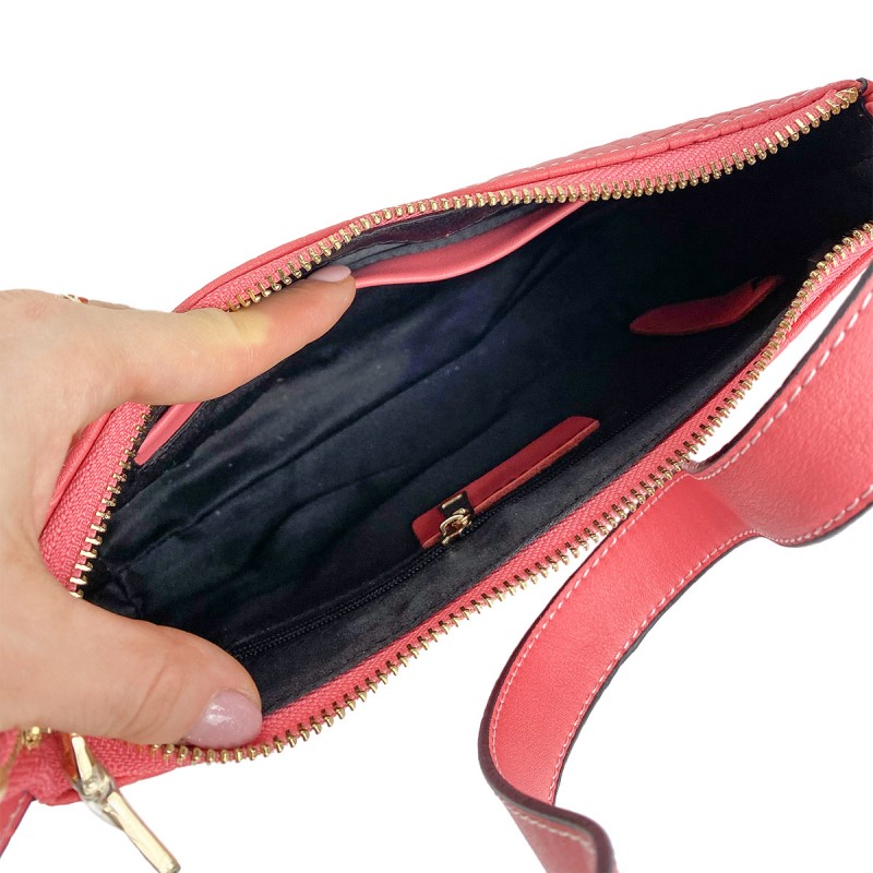 Жіноча шкіряна сумка Ella коралова - 5 фото