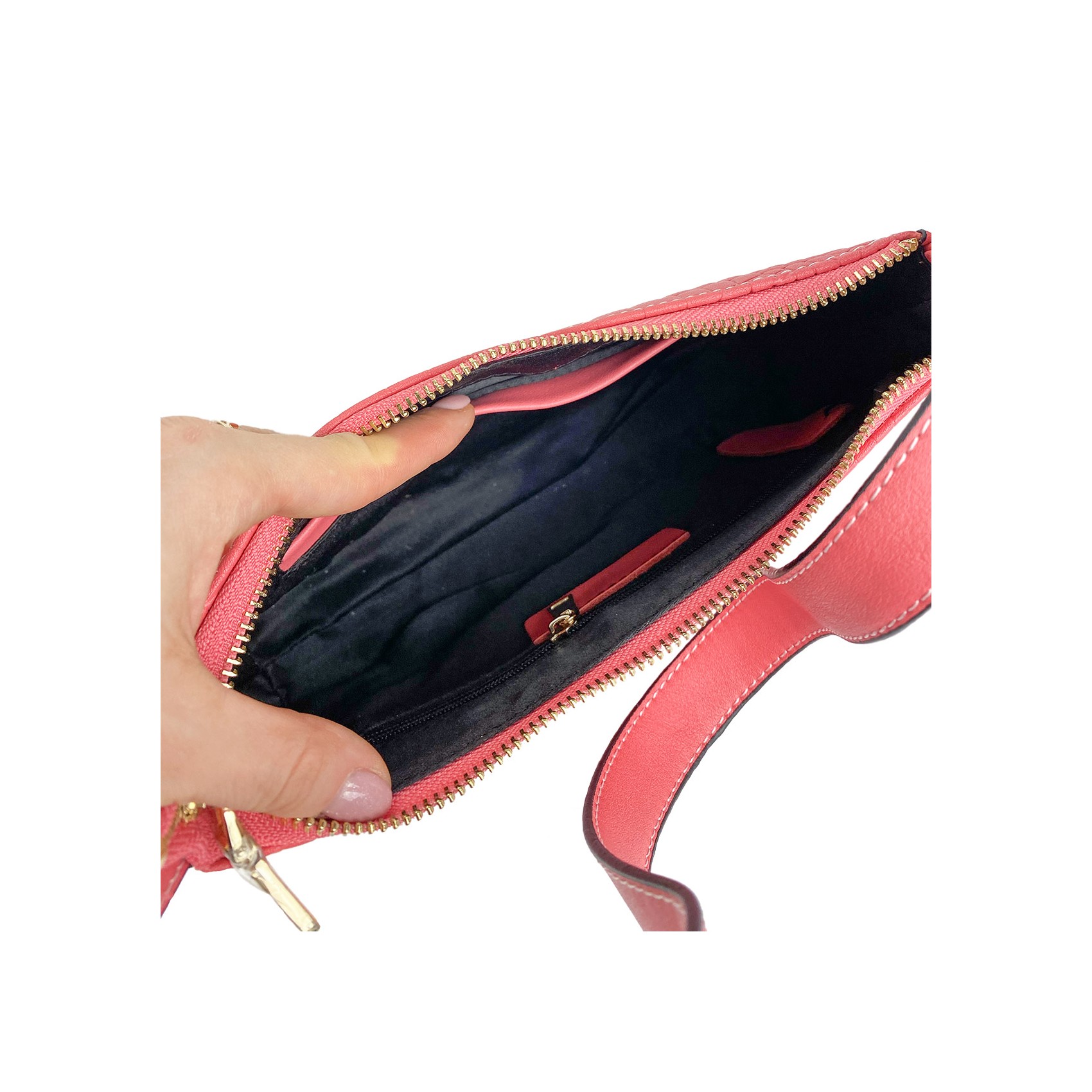 Женская кожаная сумка Ella коралловая