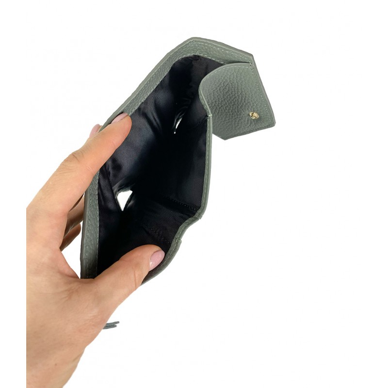 Женский кожаный кошелек Ellie серо-зеленый - 6 фото