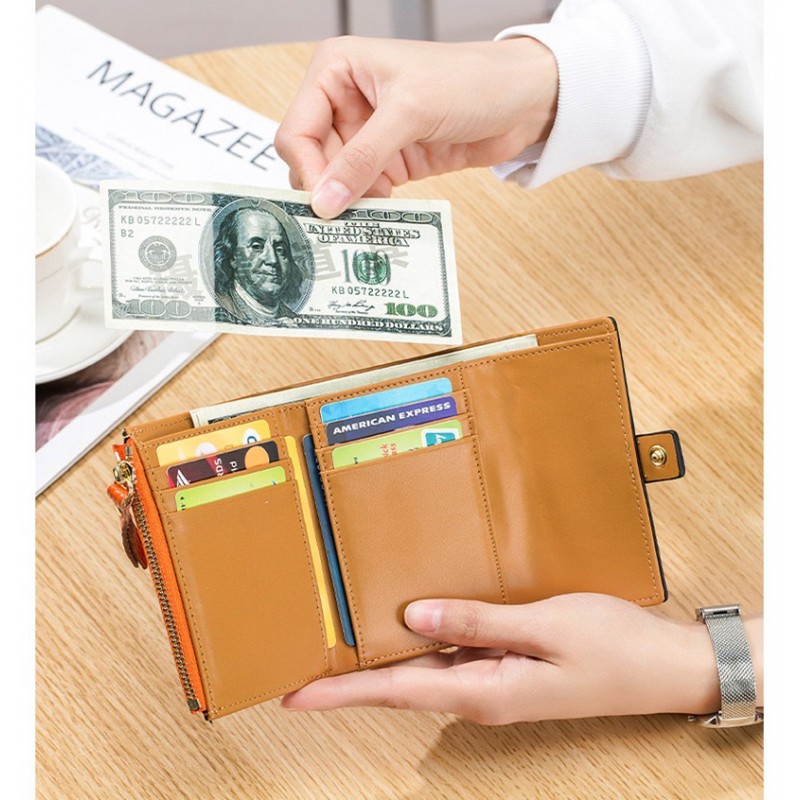 Женский кожаный кошелек Kelly оранжевый - 2 фото