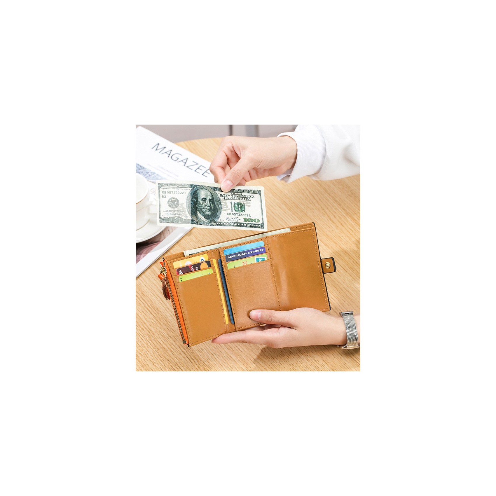 Женский кожаный кошелек Kelly оранжевый