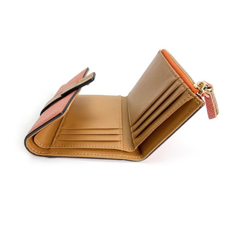 Женский кожаный кошелек Kelly оранжевый - 5 фото