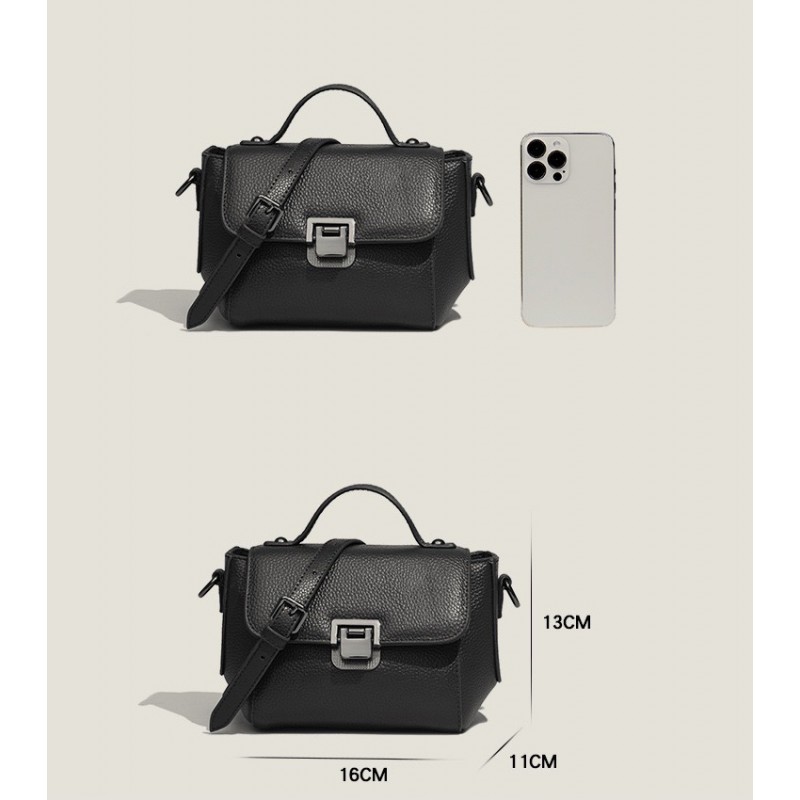 Жіноча шкіряна сумка Natalie чорна - 6 фото