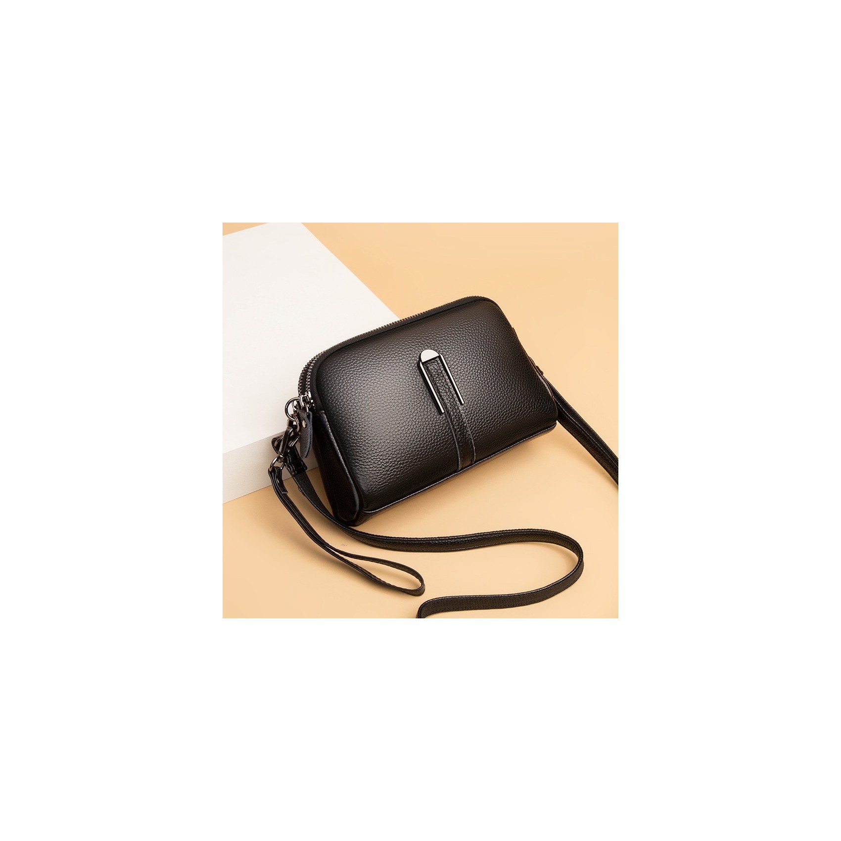 Женская кожаная сумка через плечо Vanessa черная