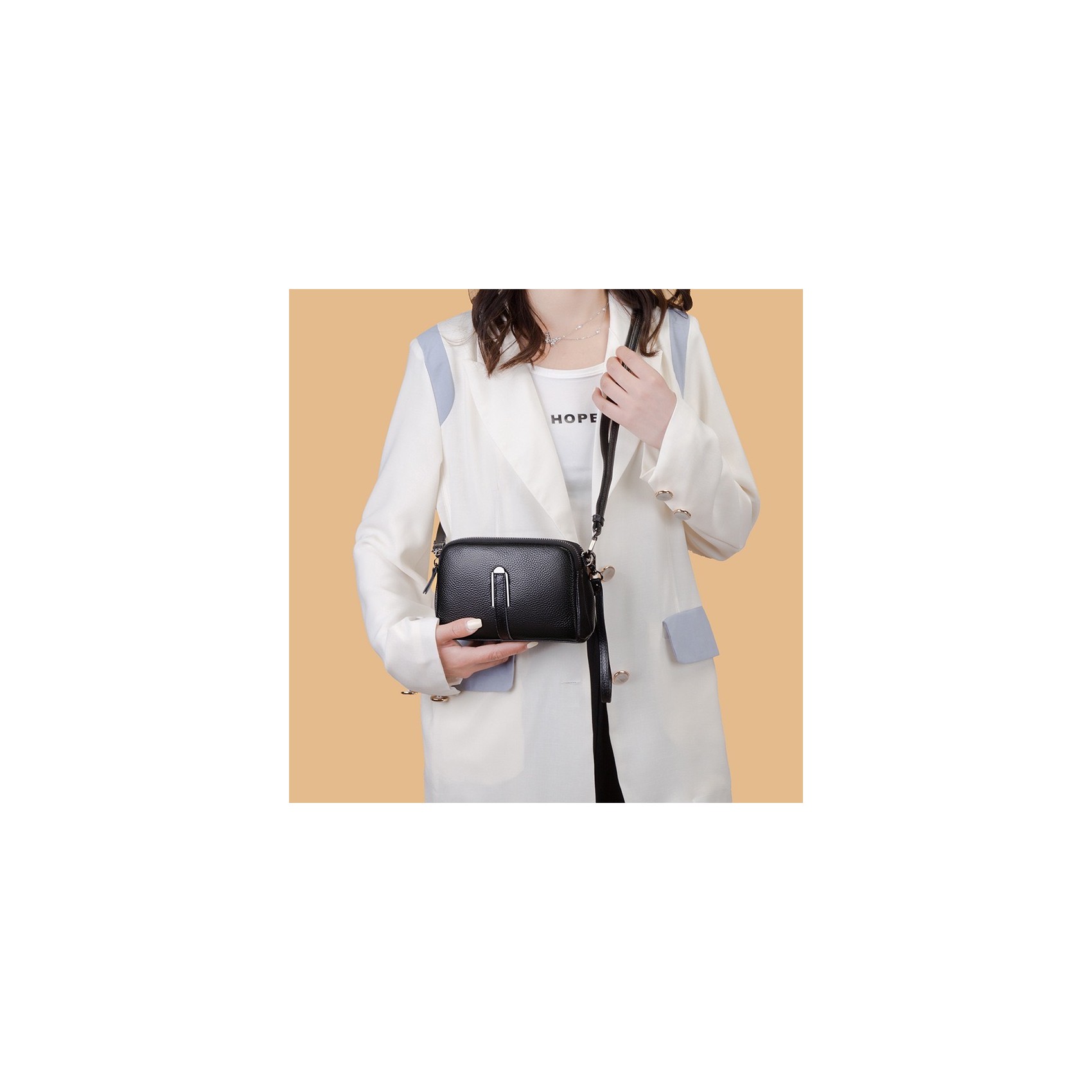 Женская кожаная сумка через плечо Vanessa черная