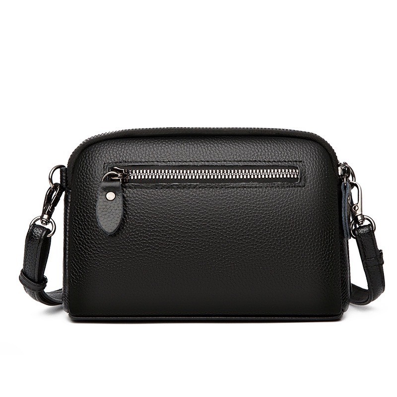 Жіноча шкіряна сумка через плече Vanessa чорна - 4 фото