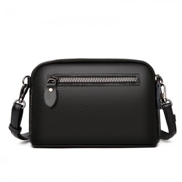 Жіноча шкіряна сумка через плече Vanessa чорна фото