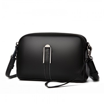 Жіноча шкіряна сумка через плече Vanessa чорна фото