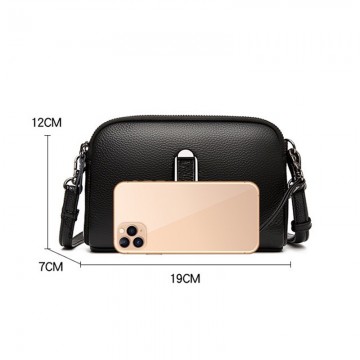 Жіноча шкіряна сумка через плече Vanessa чорна фото