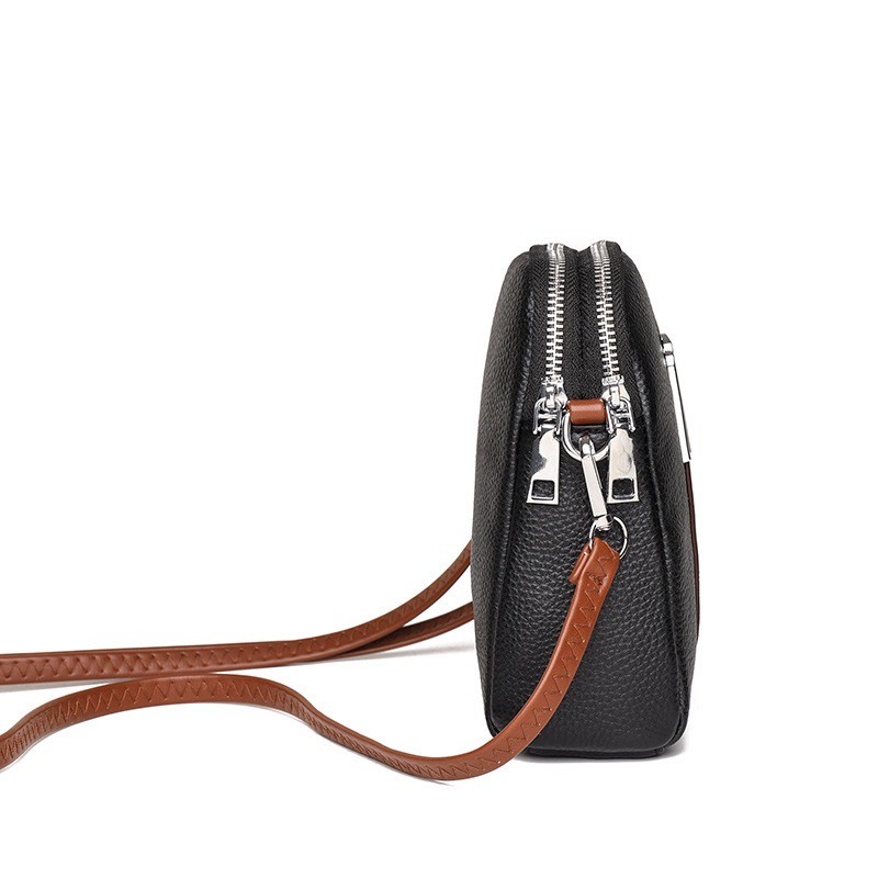 Женская кожаная сумка через плечо Valerie черная - 6 фото