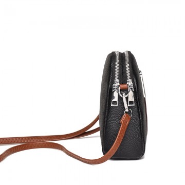 Жіноча шкіряна сумка через плече Valerie чорна фото