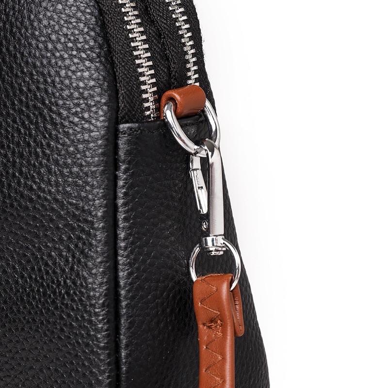 Жіноча шкіряна сумка через плече Valerie чорна - 12 фото