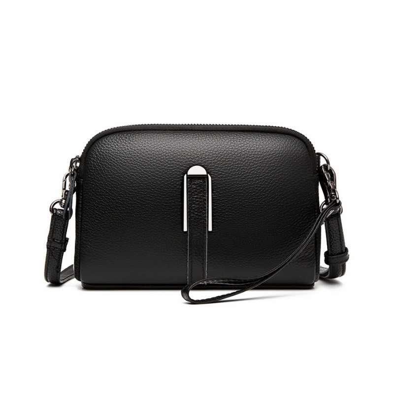 Жіноча шкіряна сумка через плече Vanessa чорна
