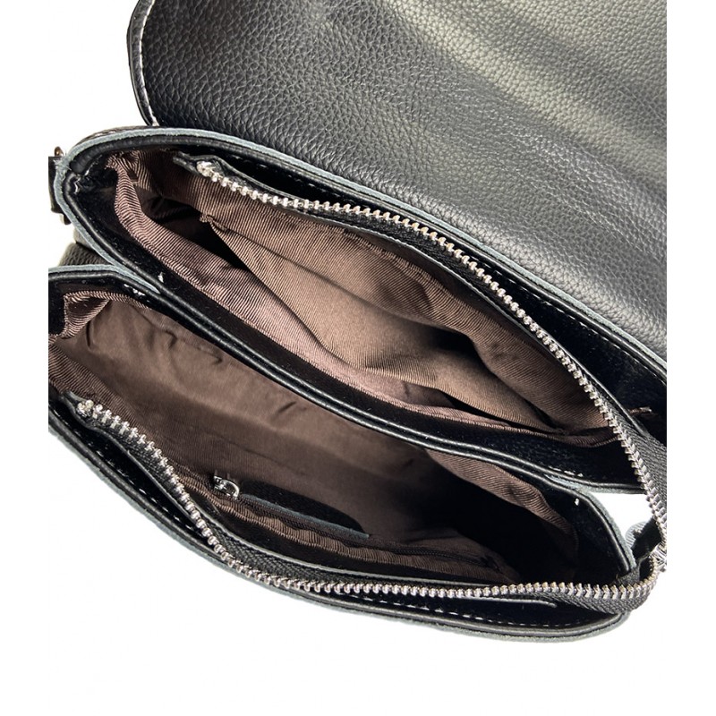 Жіноча шкіряна сумка Charlotte чорна - 9 фото